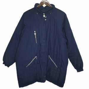 CURRENT SEEN vintage quilted down navy coat